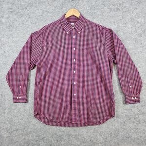 Brooks Brothers 346 Red & Blue Checks Size L Button Up/Down Cotton Dress‎ Shirt